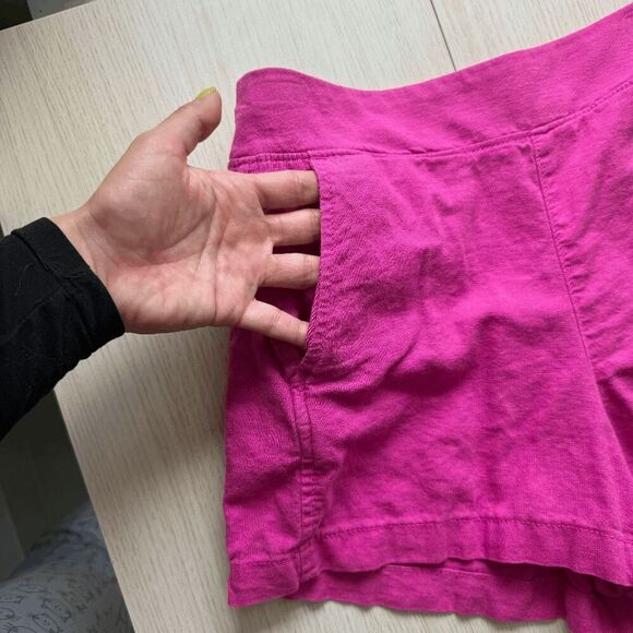 GAP Hot Pink Linen Blend Shorts Relaxed Fit Colorful Pull On Pockets Small - Picture 2 of 9